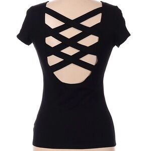Express Women's Size S Black Crisscross Back Top